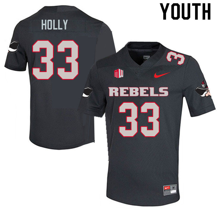 Youth #33 Devynn Holly UNLV Rebels College Football Jerseys Sale-Charcoal - Click Image to Close